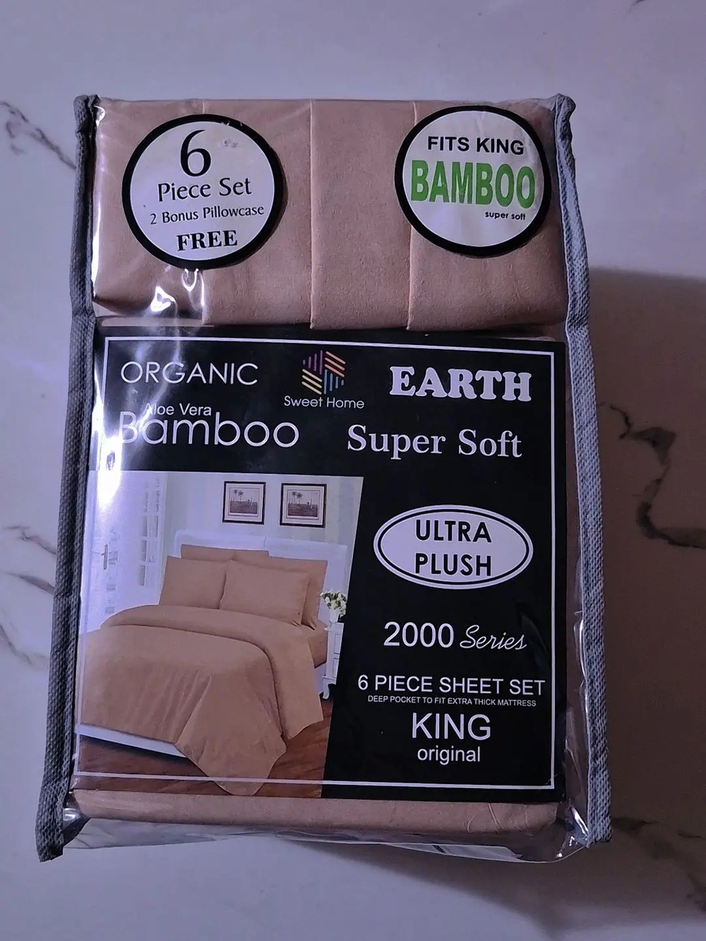 Earth Bamboo King Sheet Set in Beige